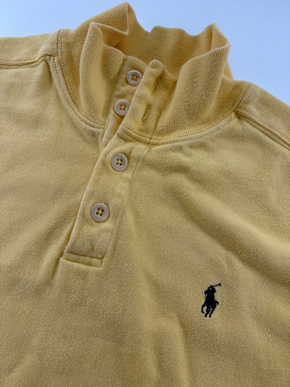 Polo Ralph Lauren Mock Neck Henley Pullover Sweatshirt Men's XL Yellow Cotton